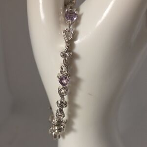 Amethyst and 925 Silver Women's Tennis Style Bracelet